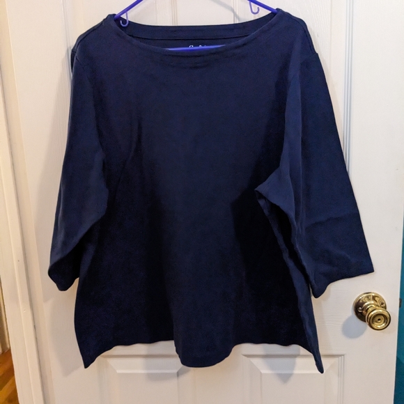 croft & barrow Tops - Croft & Barrow navy blue, 3/4 sleeve, boat neck top, size 3X
